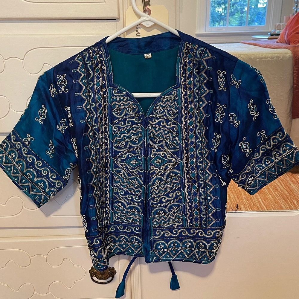 Sari top hand beadwork